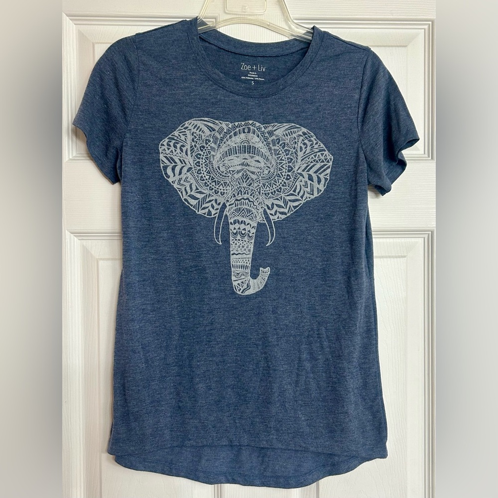 Zoe + Liv Blue Graphic Polo Tee